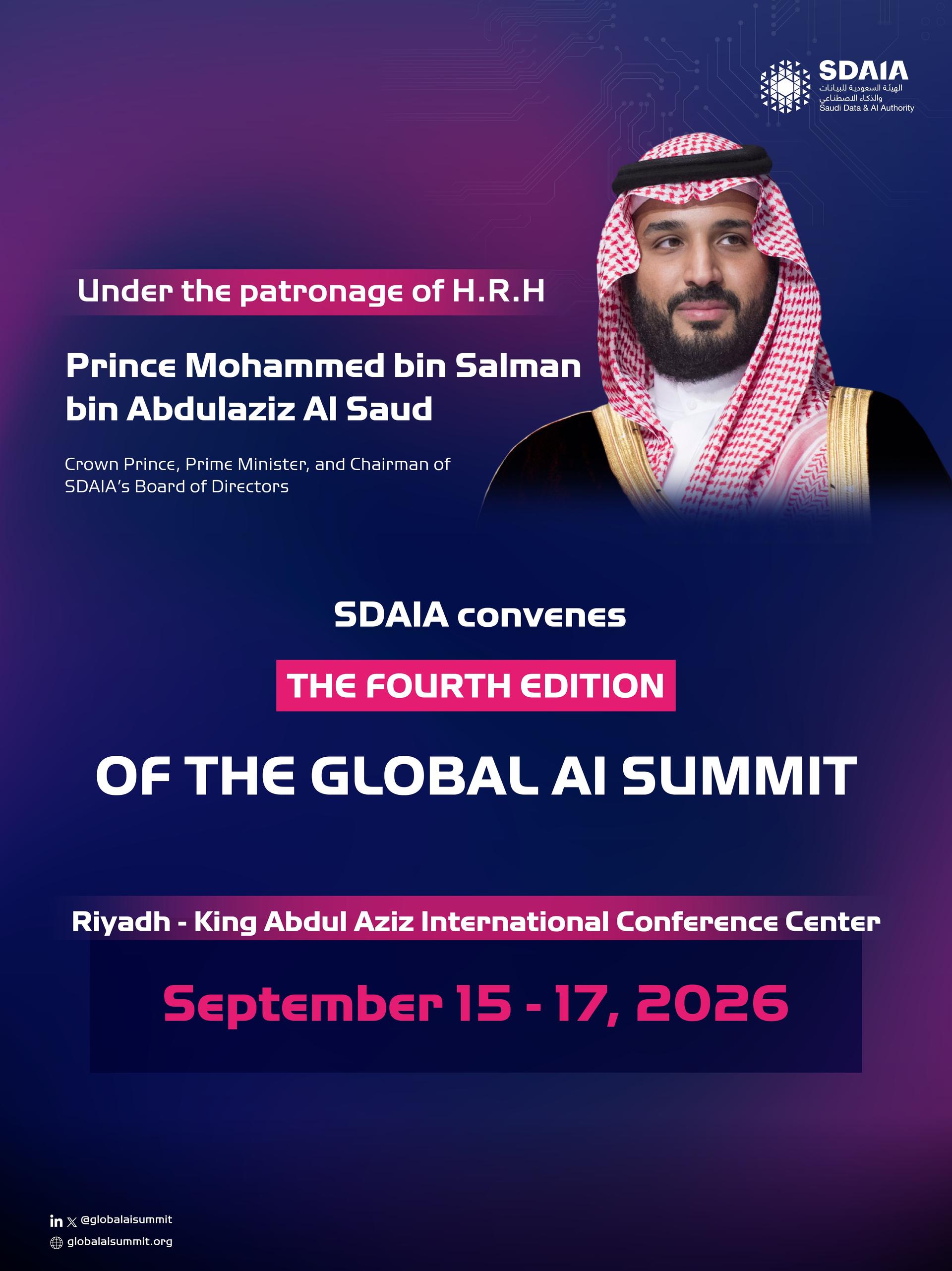 Saudi Arabia to Host Fourth Global AI Summit in September 2026